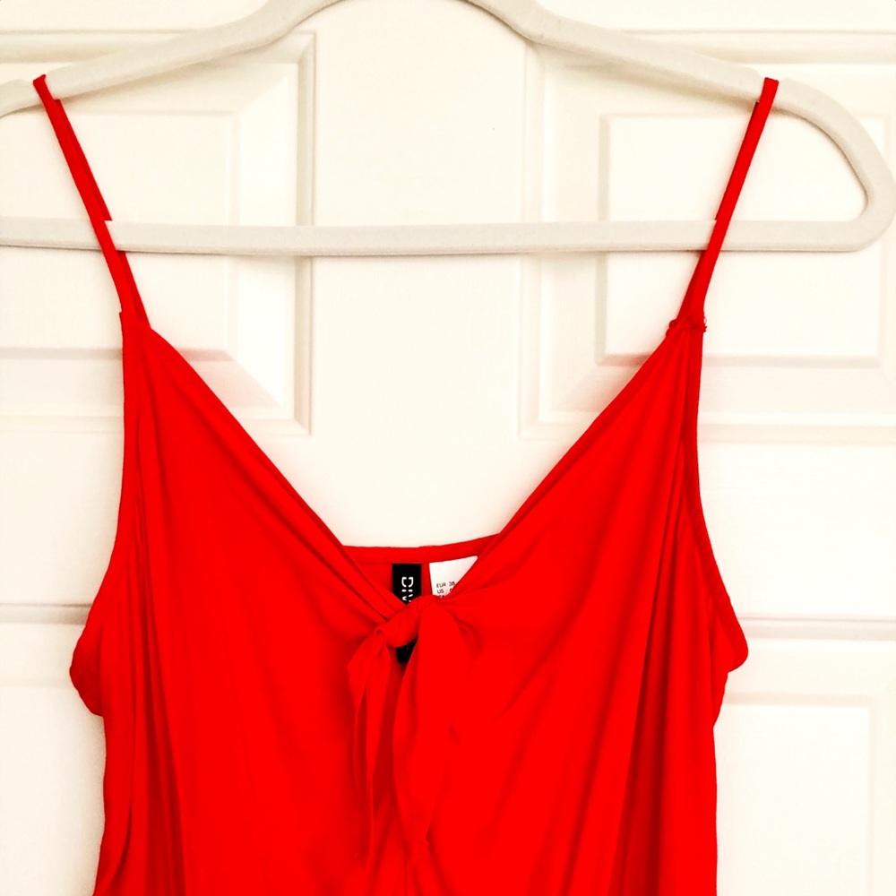 NEW H&M Red-Tie Front Dress - Picture 5 of 8